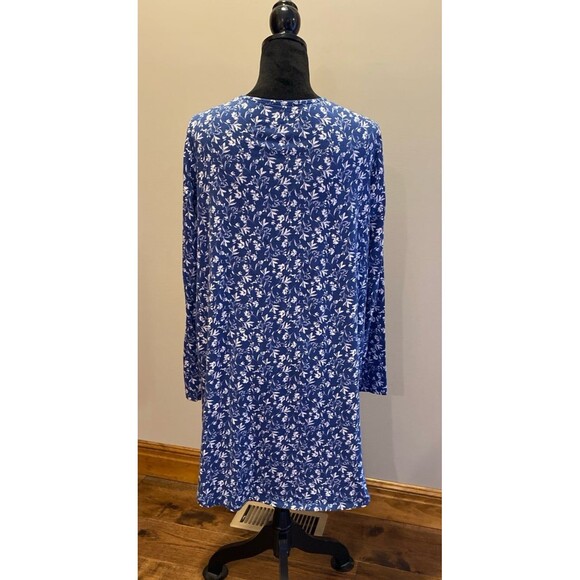 Croft & Barrow Night Gown Pajamas Sz XL Blue  Floral 60% Cotton SOFT + Stretch - Picture 6 of 11